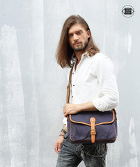Casual Canvas Leather Mens Side Bag Side Bag Small Messenger Bags Casual Courier Bags for Men
