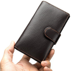 Black Leather Men's Wallet Trifold Long Wallet Multi Cards Long Wallet For Men