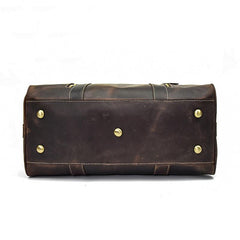 Casual Brown Leather Men's Overnight Bag Travel Bag Luggage Weekender Bag For Men