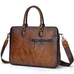 Vintage Leather Men's Briefcase 14inch Laptop Bag Handbag Work Bag For Men