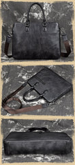 Vintage Leather Men's Briefcase 14inch Laptop Bag Handbag Work Bag For Men