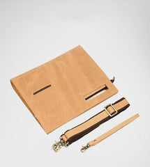 Brown Leather Men's File Bag Clutch Bag Side Bag Wristlet Bag For Men