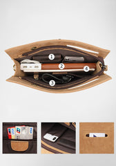 Brown Leather Men's File Bag Clutch Bag Side Bag Wristlet Bag For Men