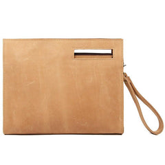 Brown Leather Men's File Bag Clutch Bag Side Bag Wristlet Bag For Men