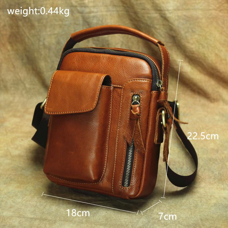  Men's leather Messenger bag vertical retro leather