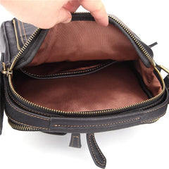 Fashion Black Leather Men's Tablet Shoulder Bag Small Vertical Side Bag Messenger Bag For Men