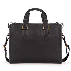 Fashion Black Leather Men's Briefcase Professional Briefcase 15‘’ Black Laptop Briefcase For Men