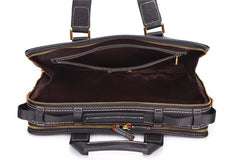 Fashion Black Leather Men's Briefcase Professional Briefcase 15‘’ Black Laptop Briefcase For Men