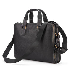 Fashion Black Leather Men's Briefcase Professional Briefcase 15‘’ Black Laptop Briefcase For Men