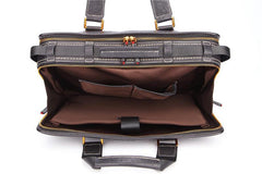 Fashion Black Leather Men's Briefcase Professional Briefcase 15‘’ Black Laptop Briefcase For Men