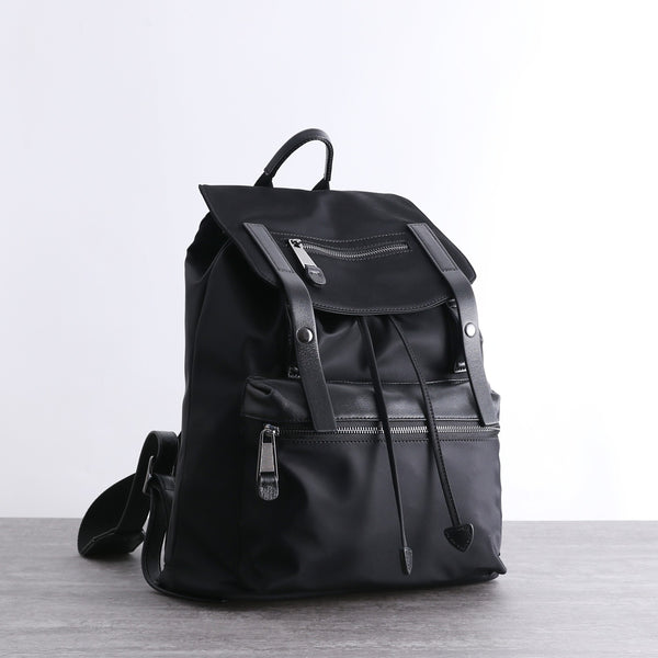 Nylon Backpack Black Womens Travel Backpack Purse - Back View