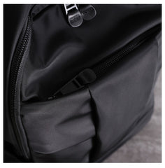 Nylon Backpack Womens 15 inches School Backpack Purse Black Nylon Leather Travel Rucksack for Ladies