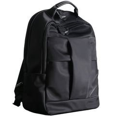 Nylon Backpack Womens 15 inches School Backpack Purse Black Nylon Leather Travel Rucksack for Ladies