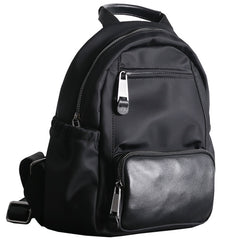 Nylon Backpacks Womens School Backpack Purse Black Nylon Leather Travel Rucksack for Ladies