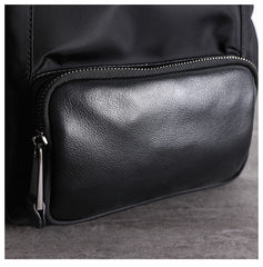 Nylon Backpacks Womens School Backpack Purse Black Nylon Leather Travel Rucksack for Ladies