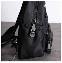 Nylon Backpacks Womens School Backpack Purse Black Nylon Leather Travel Rucksack for Ladies