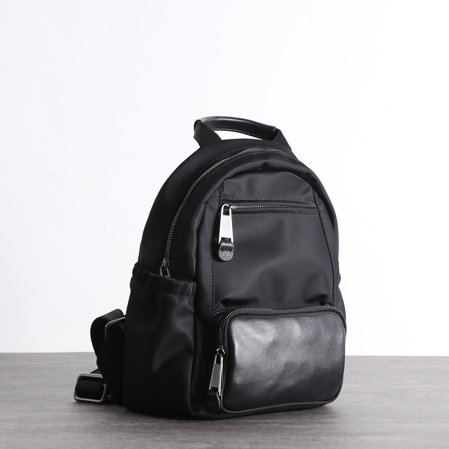 Nylon Backpacks Womens School Backpack Purse Black Nylon Leather Travel Rucksack for Ladies