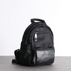 Nylon Backpacks Womens School Backpack Purse Black Nylon Leather Travel Rucksack for Ladies