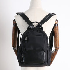Nylon Backpacks Womens School Backpack Purse Black Nylon Leather Travel Rucksack for Ladies
