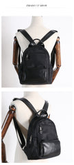 Nylon Backpacks Womens School Backpack Purse Black Nylon Leather Travel Rucksack for Ladies