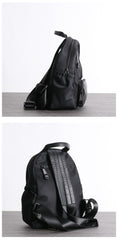 Nylon Backpacks Womens School Backpack Purse Black Nylon Leather Travel Rucksack for Ladies