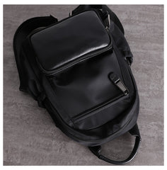 Nylon Backpacks Womens School Backpack Purse Black Nylon Leather Travel Rucksack for Ladies