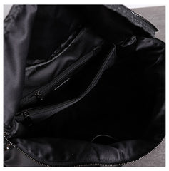 Nylon Leather Gym Handbag Purse Womens Black Nylon Shoulder Bag Nylon Travel Purse for Ladies