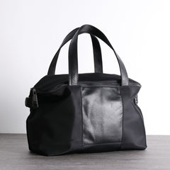 Nylon Leather Gym Handbag Purse Womens Black Nylon Shoulder Bag Nylon Travel Purse for Ladies