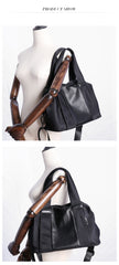 Nylon Leather Handbag Purse Womens Black Nylon Shoulder Bag Nylon Gym Purse for Ladies