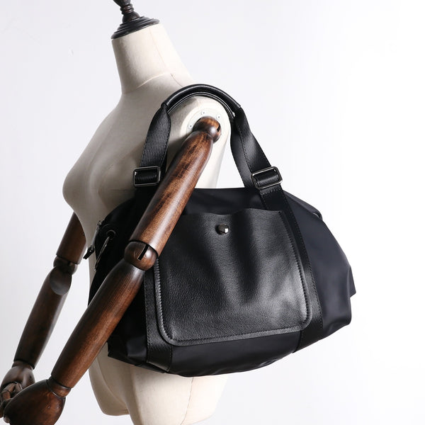 Nylon Leather Handbag Purse Womens Black Nylon Shoulder Purse Nylon Work Crossbo NB02681119