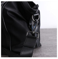 Nylon Leather Shoulder Handbag Womens Black Nylon Travel Purse Nylon Handbag Work Purse for Ladies