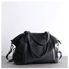 Nylon Leather Shoulder Handbag Womens Black Nylon Travel Purse Nylon Handbag Work Purse for Ladies