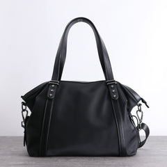 Nylon Leather Shoulder Handbag Womens Black Nylon Travel Purse Nylon Handbag Work Purse for Ladies