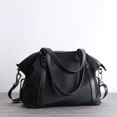 Nylon Leather Shoulder Handbags Womens Black Nylon Travel Purse Nylon Handbag Work Purse for Ladies