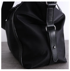 Nylon Leather Shoulder Handbag Womens Black Nylon Travel Purse Nylon Handbag Work Purse for Ladies