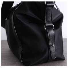 Nylon Leather Shoulder Handbags Womens Black Nylon Travel Purse Nylon Handbag Work Purse for Ladies