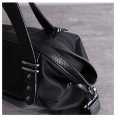 Nylon Leather Shoulder Handbags Womens Black Nylon Travel Purse Nylon Handbag Work Purse for Ladies