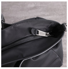 Nylon Leather Travel Handbag Purse Womens Black Nylon Shoulder Bag Nylon Gym Purse for Ladies