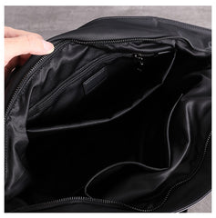 Nylon Leather Travel Handbag Purse Womens Black Nylon Shoulder Bag Nylon Gym Purse for Ladies