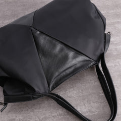 Nylon Leather Travel Handbag Purse Womens Black Nylon Shoulder Bag Nylon Gym Purse for Ladies