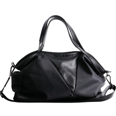 Nylon Leather Travel Handbag Purse Womens Black Nylon Shoulder Bag Nylon Gym Purse for Ladies