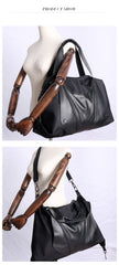 Nylon Leather Travel Purse Womens Large Black Nylon Duffle Bag Nylon Gym Purse for Ladies