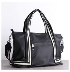 Nylon Tote Handbag Purse Womens Black Nylon Travel Shoulder Bag Nylon Tote Purse for Ladies