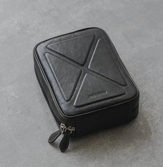 Cool Leather Black Mens Leather 4pcs CIGARETTE Tobacco Pipe Case Zipper Tobacco Pipe Case for Men