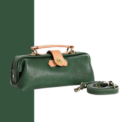 Womens Green Leather Mini Doctor Handbag Purses Classic Green Doctor Crossbody Purses for Women