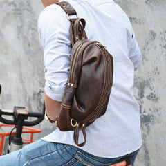 COOL LEATHER MENS SLING BAG SLING CROSSBODY BAG Chest Bag FOR MEN