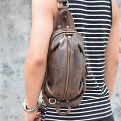 COOL LEATHER MENS SLING BAG SLING CROSSBODY BAG Chest Bag FOR MEN