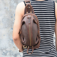 COOL LEATHER MENS SLING BAG SLING CROSSBODY BAG Chest Bag FOR MEN