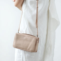 Cute Leather Womens Small Box Crossbody Bag Purse Zipper Shoulder Bag for Women