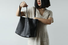 Fashion Leather Black Brown Tote Bag Shopper Tote Bag Tote Shoulder Purse For Women